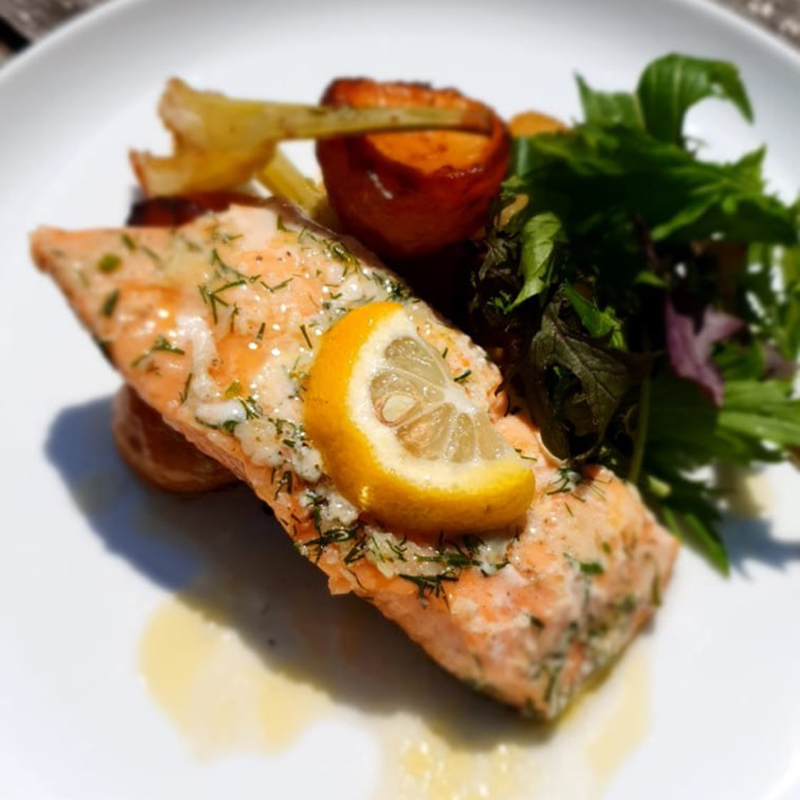 Baked Salmon with Honey, Lemon, Dill & Fennel for 2